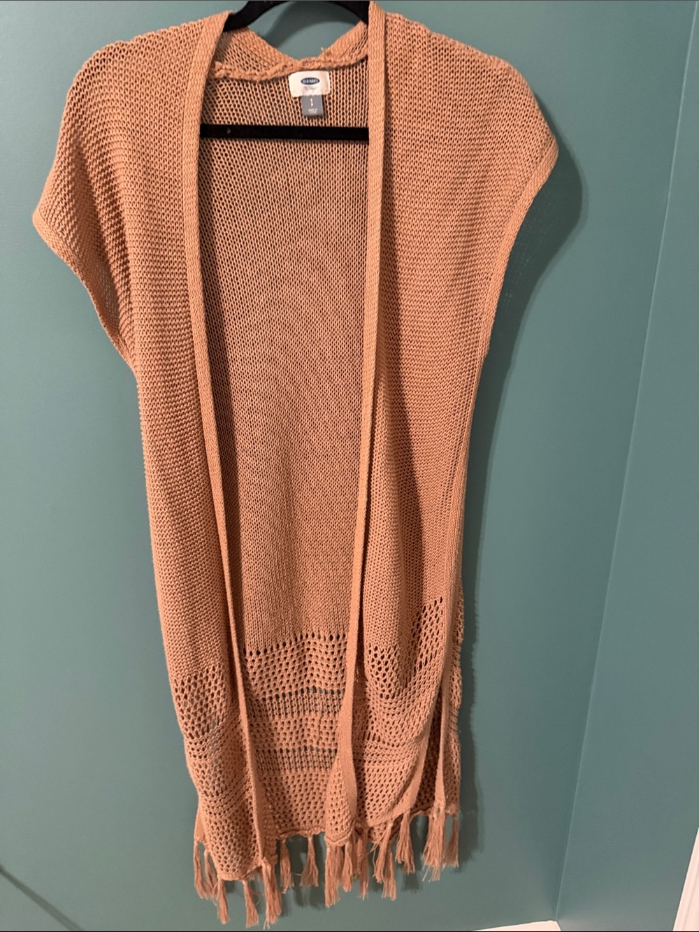 Old Navy Tan Open Crochet Cardigan